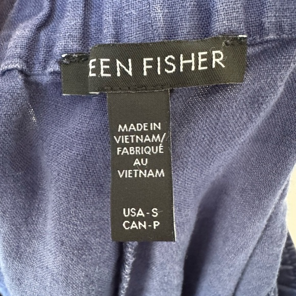 Eileen Fisher Blue Lantern Ankle Pants in Organic Linen - Picture 6 of 7